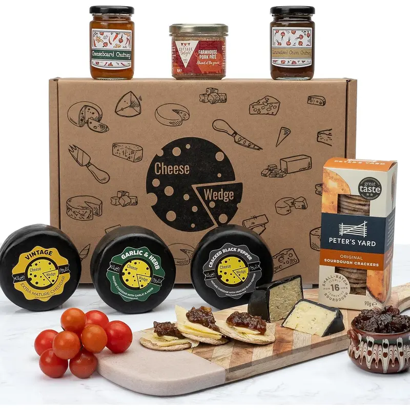 Luxury Cheese & Pate Hamper Gift Set | 7 Gourmet Items Including Handmade Cheeses, French Farmhouse Pâté, Crackers & Chutney | Perfect for Cheese Lovers & Foodies 0