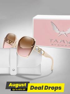 Trendy Large Frame Sunglasses, Stylish Glasses, Tinted Lens Sunglasses with Box & Gift Packaging, Fashion Personalized Accessories for Women & Girls for Travel Use