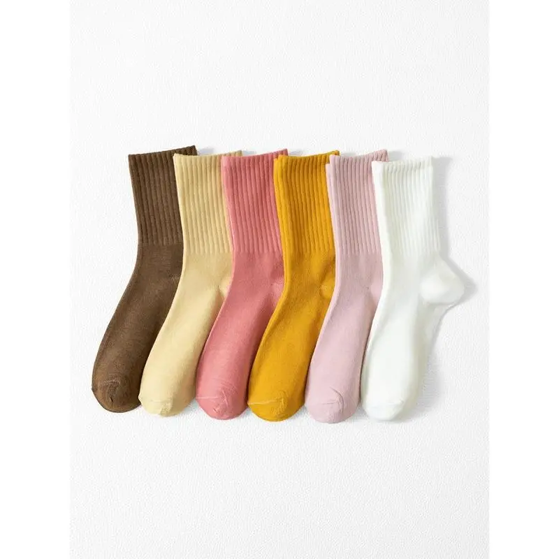 Women's Solid Crew Socks, Comfy Mid Calf Socks, Summer Wear 2025, Fashion School Wear Uk, Women Hosiery for All Seasons, Back To School Clothes, Comfy Wear for Women, Autumn Wear 2025, Valentine's Day Gift for Girl, Cosy Socks Womenswear Comfort 1