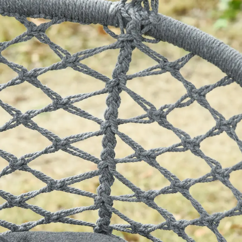 Outsunny Two-Seater Boho Macrame Hammock Swing - Grey 8
