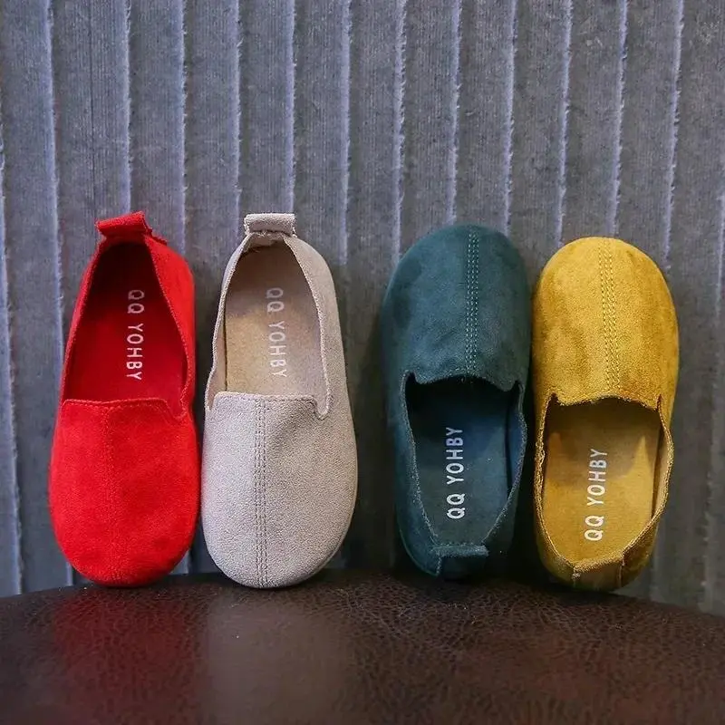 Children's Flat Shoes New Candy Color Simple Casual Shoes Loafers Slip-on Flats Lightweight Boys Girls Leather Shoes Moccasins 1