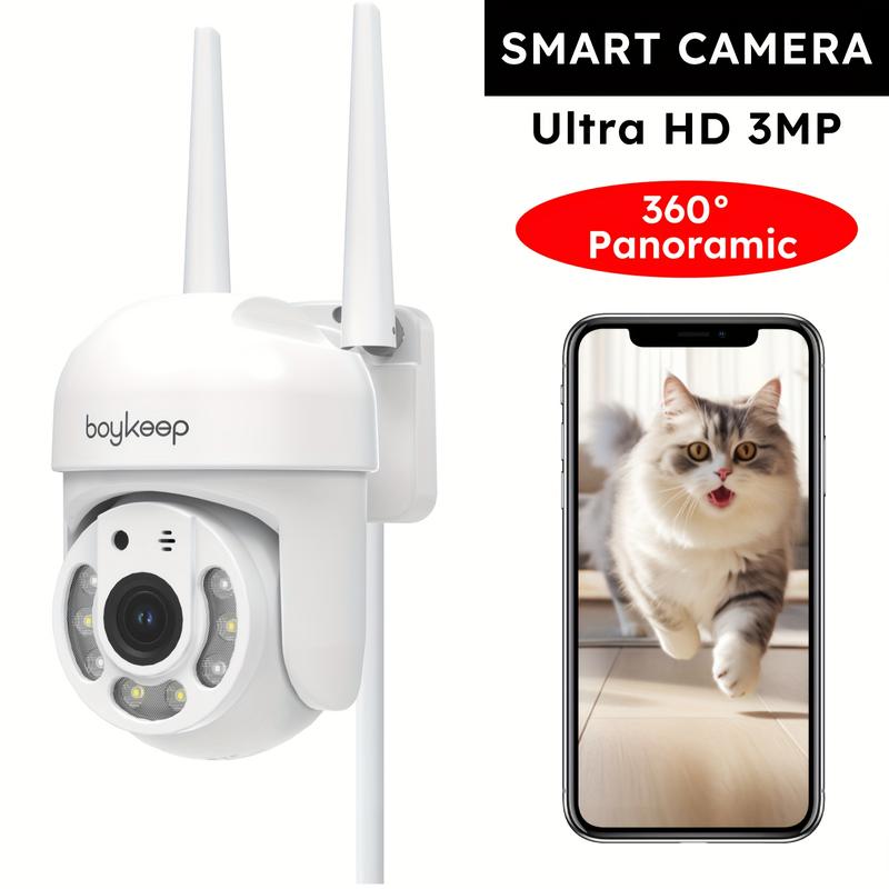 BoyKeep 5g/2.4ghz WiFi Smart Camera, 2K High-definition Indoor Safety Monitor, Special Safety Camera For Babies And Pets, 360° Panoramic Surveillance Video, Night Vision, Two-way Calls, Memory Card And Cloud Storage, K30 8