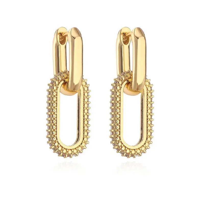Retro Double Hoop Earrings – Gold Geometric Drop Style for Women & Girls 7