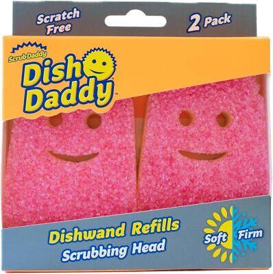 Scrub Daddy Dish Wand Scrubbing Brush Replacement Heads, Soap Dispensing Brushes, Texture Changing Washing Up Sponges, Detachable Dish Daddy Head Sponge Refills, Yellow 2 Pack 1