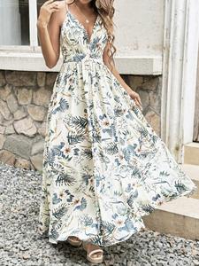 【Plus Size】 Floral Print Cami Dress, Boho Fashion Casual Sleeveless Dress for Daily Holiday Vacation Wear, Women Plus Clothing for Summer