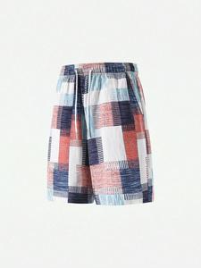 Men's Vintage Patchwork Print Shorts, Loose Casual Comfy Breathable Shorts for Summer, Men's Bottoms for Beach Vacation