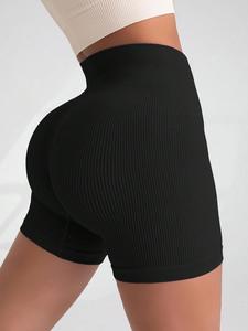 Women's Solid High Waist Sports Shorts, Sporty Quick Drying Skinny Shorts for Yoga Gym Workout Running, Gym Shorts, Women Sport & Outdoor Clothing, Back To School Shorts, Gym Wear, Athleisure, Stretch Knit Shorts, Fitness Summer Bottoms