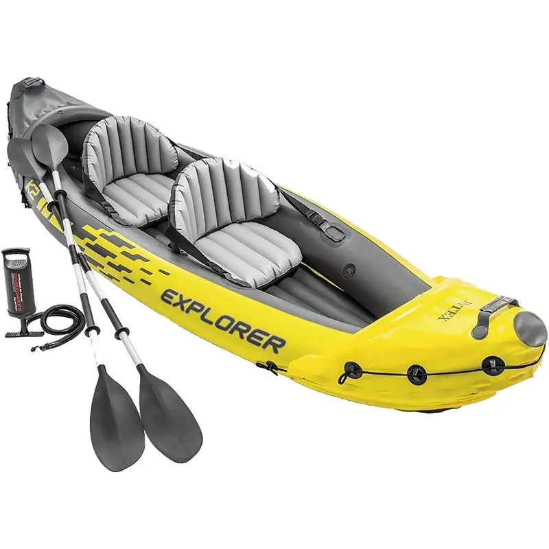 Explorer K2 Kayak, 2-Person Inflatable Kayak Set with Aluminum Oars and High Output Air Pump 6