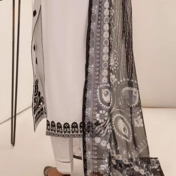 Pakistani Outfit Winter Collection - Embroidered White - Long Sleeve 3