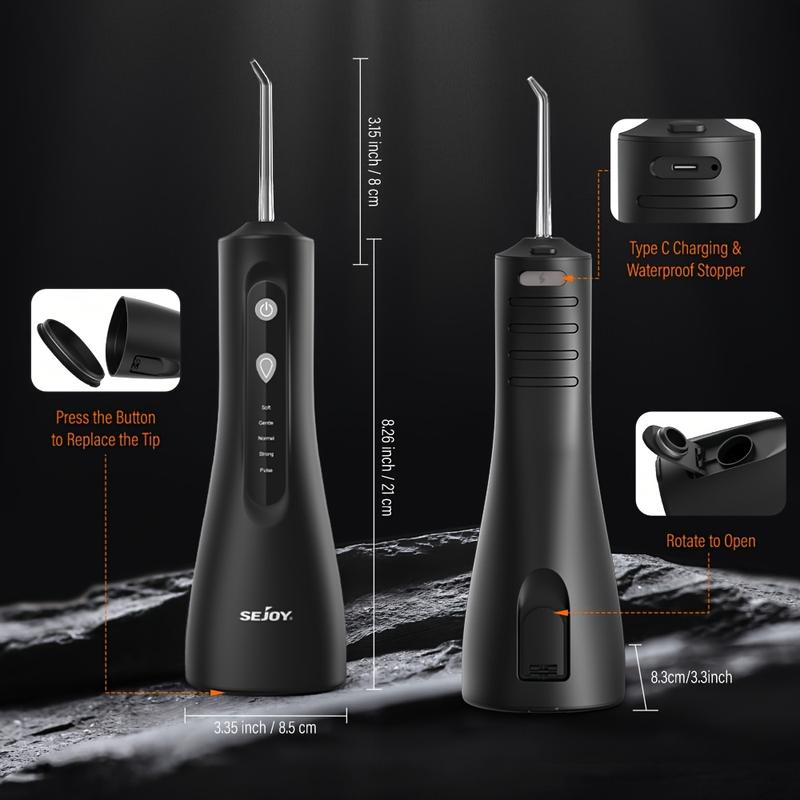 Water Dental Flosser For Teeth Cleaning, Cordless Portable Oral Irrigator Rechargeable, 5 Modes-5 Tips, Powerful Water Teeth Cleaner For Home Travel 6