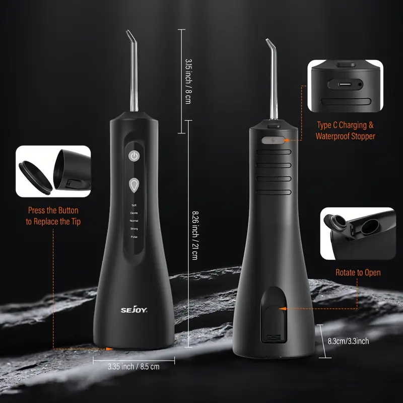 Water Dental Flosser For Teeth Cleaning, Cordless Portable Oral Irrigator Rechargeable, 5 Modes-5 Tips, Powerful Water Teeth Cleaner For Home Travel 6