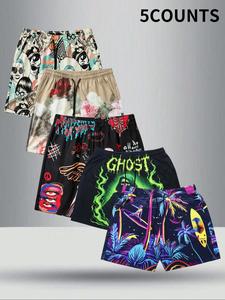 Men's Graphic Print Shorts, Casual Comfy Breathable Shorts for Summer, Men's Shorts for Daily Wear