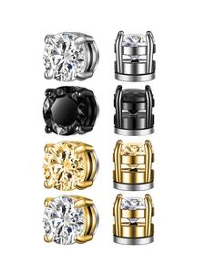 Magnetic Earrings, Punk Style Round Zirconia Magnetic Earrings for Women & Men, Fashion Jewelry for Party, Daily Decor, Trendy All-match & Exquisite Jewelry for Birthday Gift