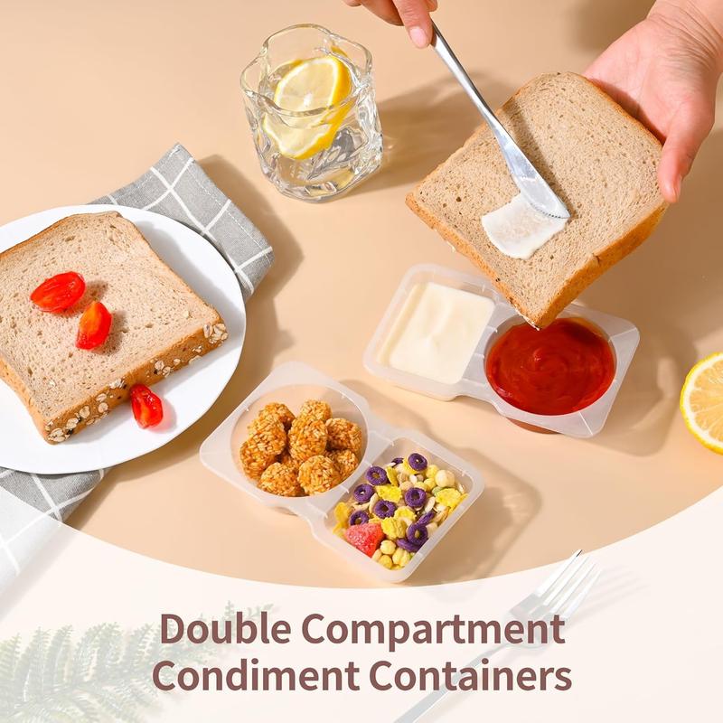 Thickened Double Compartment Reusable Snack Pack Containers with Lids for Picnic and Work Lunch - Set of 10 - Kitchen, Utensils 2