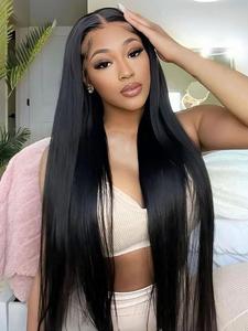 Long Straight Wigs for Women, Gorgeous Fluffy Wigs with Baby Hair, Human Hair Lace Front Wigs for Party, Daily Use