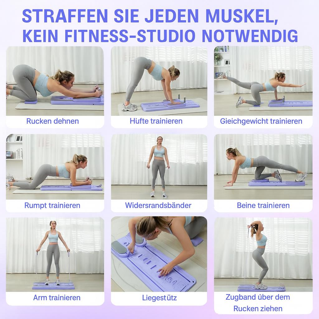 Pilates Board 5-in-1 Mit Ski-trainer, Widerstandsbändern Und Bauchroller_voghion.com