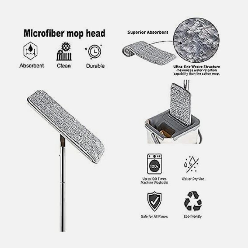 MAGICAL Mop and Bucket Set Multi-Functional Wash & Dry Flat Squeeze 360°+2 Pads 3