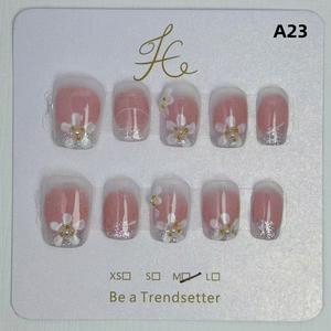 Short, gentle pink cherry blossom handcrafted French high-end commuter nail care finished nail patches press  nails short  press  nails