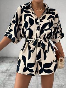 Women's Romper, Casual Comfy Short Sleeve Romper for Daily Wear, Ladies Clothes for Summer, Womenswear