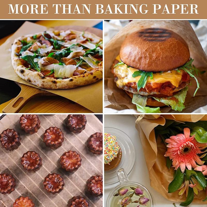 Product Introduction of 50PCS Greaseproof Paper Sheets, Baking Paper, Burger Paper Sheets, Baking Parchment Roll, Waterproof Greaseproof Paper, Food Paper Sheets, for Rosating, BBQ, Baking Cookies(20x30cm) Bakeware Silicone 8