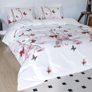 Cute Bedding Set, Tower & Butterfly/geometric Print Duvet Cover & 1/2 Counts Pillowcase without Filler, Soft Comfortable Duvet Cover Set for Home Bedroom