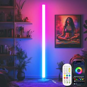 RGB Corner Floor Lamp, APP & Voice Control LED Ambient Mood Light with Remote Control, Color Changing Standing Floor LED Lights for Bedroom Living Room Decor