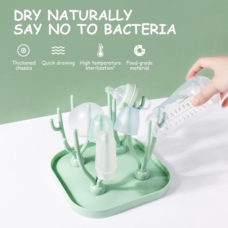 Baby Bottle Drying Rack, Baby Bottle Drain Holder with Detachable Drip Tray, Baby Drying Rack Ideal for Bottles, Teats, Cups, Reusable Baby Bottle Holder Baby Accessories 4