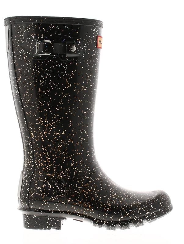 Hunter Older Girls Wellies Giant Glitter Lace Up black UK Size 1