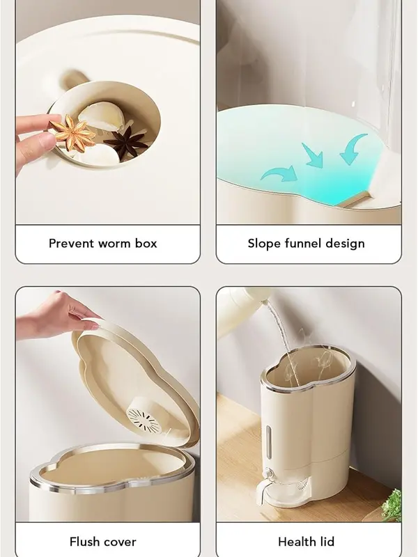 Food Dispenser, Rice Bucket Rice Box Container Kitchen Food Grain Storage Container Household Upgrade Rice Dispenser Transparent Metering Cylinder with Lid Automatic Rice Storage Tank (10KG) 6