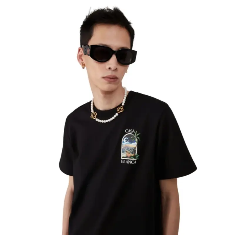 Casablanca "Casablanca Avenida T-Shirt" Casual Short Sleeve Crewneck T-Shirt for Summer, Fashion Men's Top For Daily Wear Casual Short Sleeve Round Neck T-Shirt for Daily Wear, Ladies Clothes for All Seasons, Clothes for Women 4