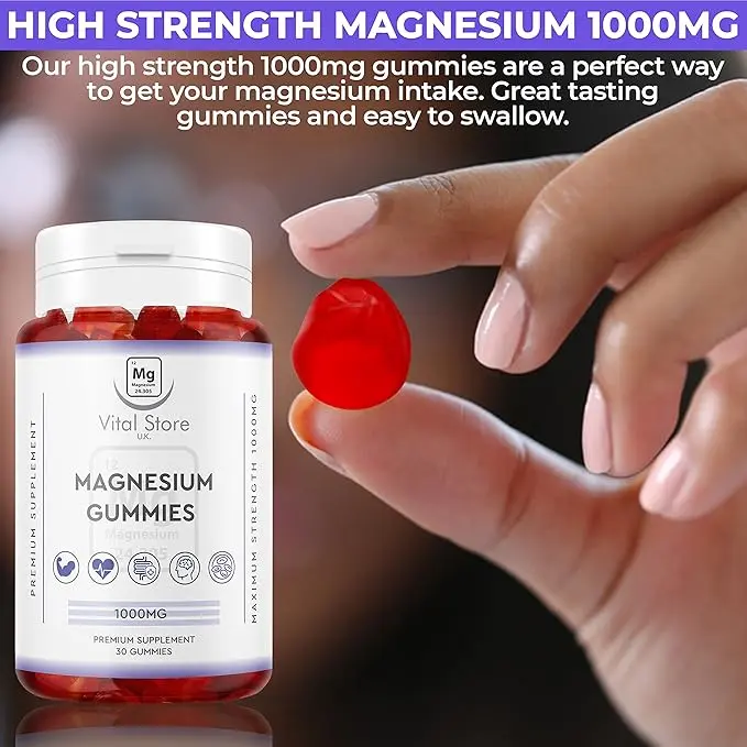 Magnesium Gummies 1000MG - Vegan 1 Month Supply - Berry Flavour - High Strength Magnesium Gummies - Magnesium Supplements, 30 Count (Pack of 1) 3