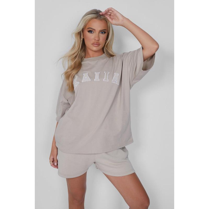 Kaiia Oversized T-shirt Stone 8