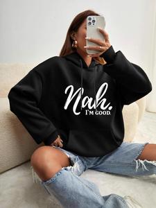 Women's Letter Print Pocket Drawstring Longsleeves Essential Hoodie, Yoga Hoodie, Essentials Hoodie Girls, Basic Cozy Long Sleeve Hooded Sweatshirt for Daily Casual Wear, Womenswear
