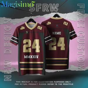 Free Custom Name and Number Oversized American Shoulder Patch Women's and Men's Summer Short-sleeved T-shirts Couple V-neck Sweatshirts Football Volleyball Jerseys