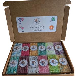 Strong Wax Melts Sweetly Zesty, Fruity, Sweet Shop & Cocktail Drinks Box - 12 Different Scents - Long Lasting Fresh Smelling Scents - Lemonade, Slush, Cherry, Strawberry, Lemon, Lime, Orange, Coconut, Raspberry, Blueberry, Apple, Dewberry, Martini, Melon