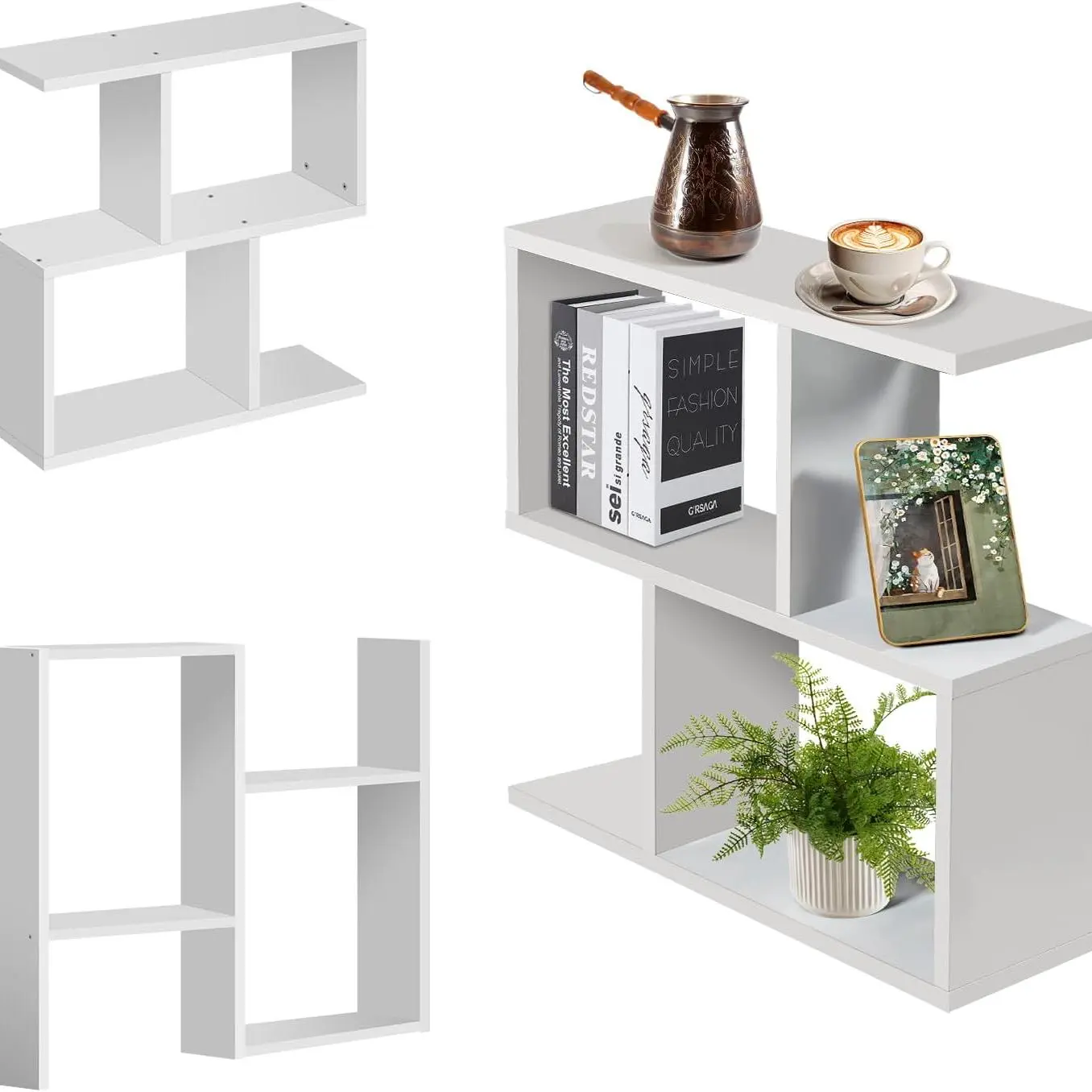 2-Tier Storage End Side Table – Versatile C-Table with Shelves, Office & Living Room Organizer, Open Storage Unit for Corner