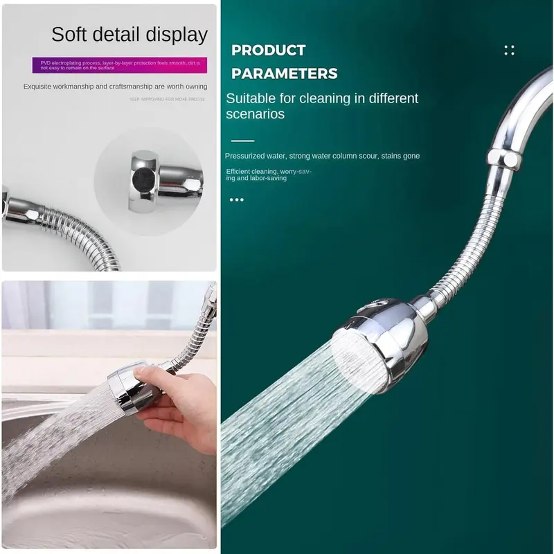 Kitchen Bathroom Sink Faucet Extender Tap Aerator Spray Head Adapter 360° Swivel Water Saving 2 Modes, 1 Pack 5
