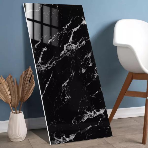 10PCS Black Marble 1 PVC Wall Tile Stickers Self-Adhesive 30x60cm for Kitchen & Bathroom Decor Decorative Ornaments Tiles Sticker Aluminium Metal Smooth pu stone panel transparent reflective Wood Wooden Glass waterproof 2
