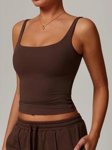 Women's Solid, Breathable Comfortable Sports Vest with Removable Chest Pad, Ladies Sportswear for Indoor Outdoor Wear, Sports Bra Tank