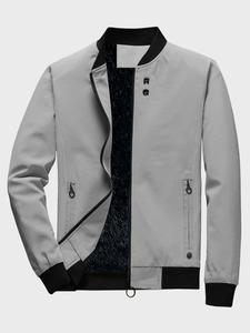 Men's Solid Thermal Lined Zip Up Heated Jacket, Casual Loose Long Sleeve Pocket Winter Jacket, Men's Outerwear Clothes, Cold Weather Gear