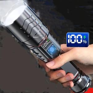 Rechargeable LED Spotlight Flashlight, Portable Outdoor Emergency Light, USB Charging Handheld Flashlight with Digital Display, Suitable for Outdoor Camping