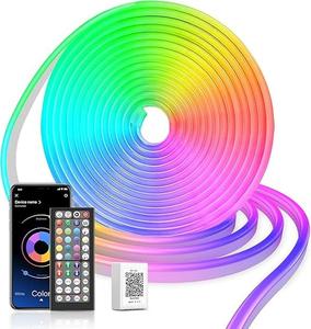 5M Neon Rope Lights, Waterproof Flexible LED Light Strip with Remote and APP Control, RGB Lighting Strip for Indoors and Outdoors, Bedroom Room Home Decor [Energy Class A]