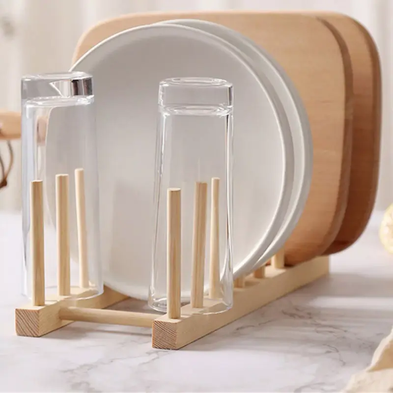 Wooden Dish Plate Cup Stand Cupboard Rack Holder Kitchen Storage Drying UK 3