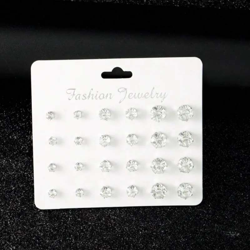 12 Pairs Fashion Stud Earrings Set, No Card Packaging 3