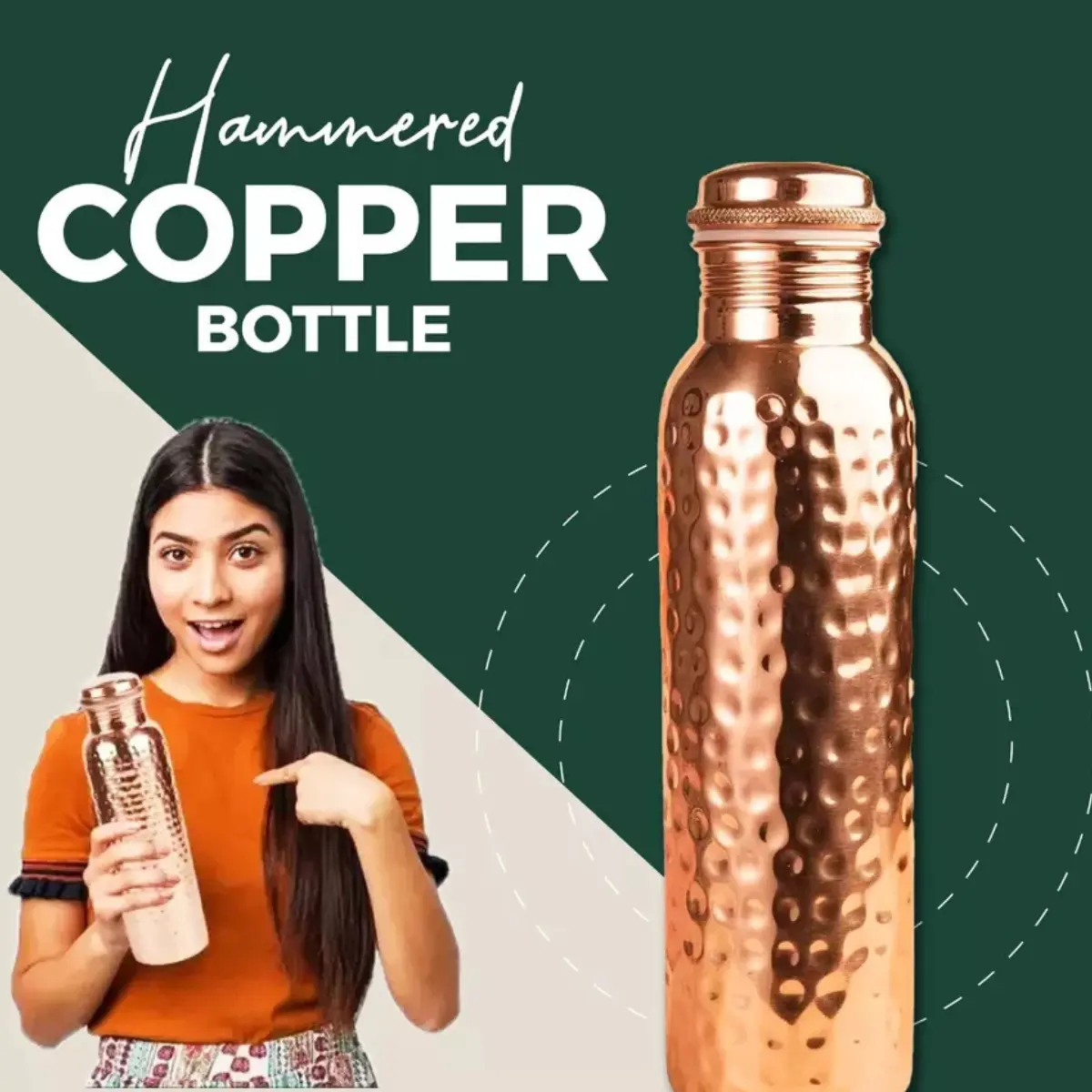 Pure Copper Water Bottle 950ml - Ayurvedic Detox & Health Benefits for Fitness, Yoga & Daily Hydration