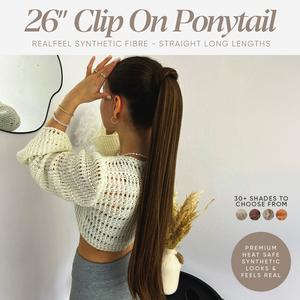 Revyv 26" RealFeel Clip On & Wrap Ponytail - Straight Long Lengths
