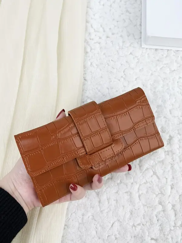 Embossed Fold Over Women’s Wallet – Slim & Portable, Large Capacity for Credit Cards & ID with Zipper Closure 8