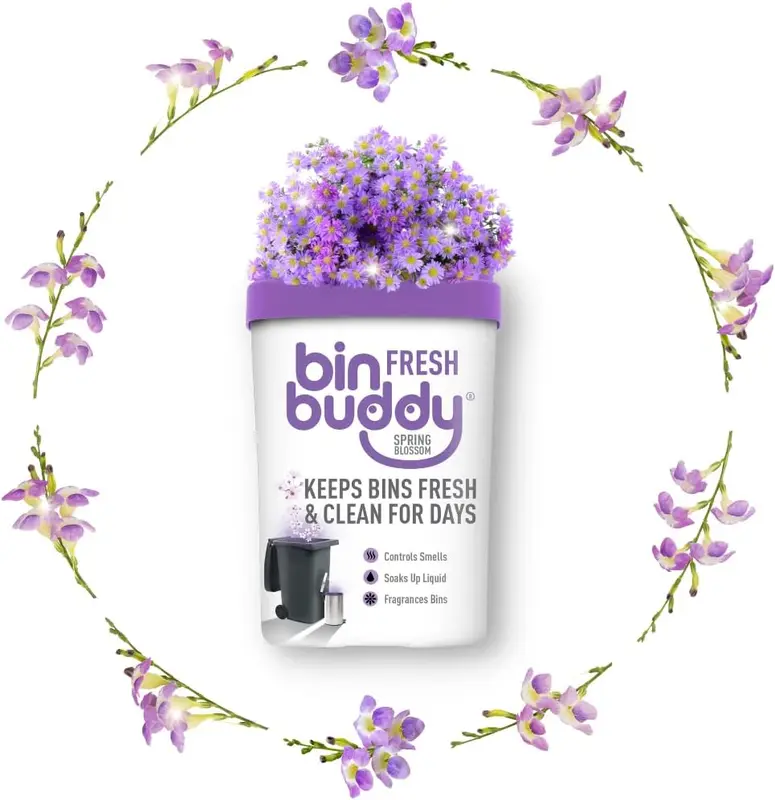 Bin Buddy Fresh Spring Blossom 450g - Household Bin Freshener Deodoriser Powder for Indoor and Outdoor Bins Pack Scent Scented Perfume Aroma Fragrance 3