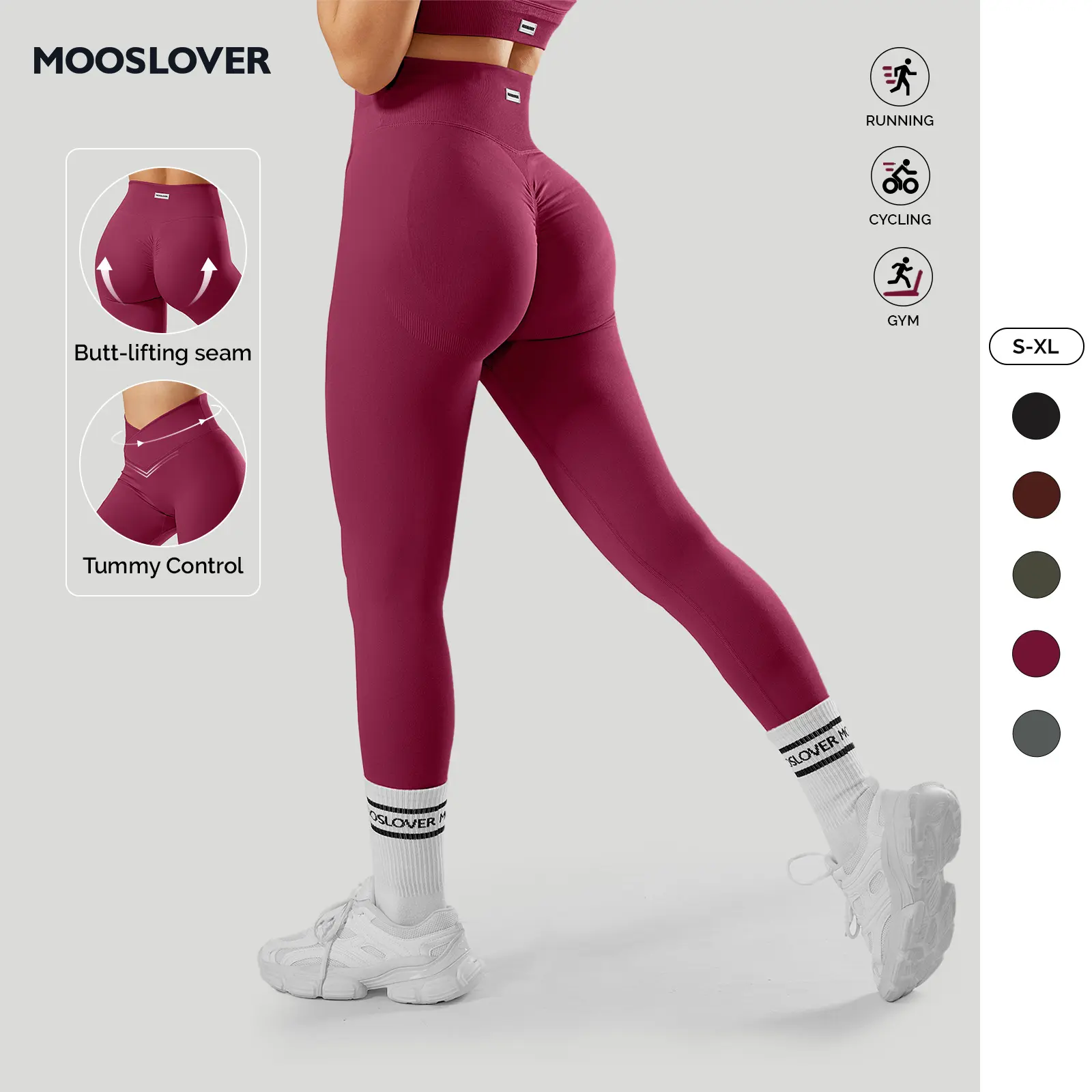 Mooslover UK V Waist Peachy Leggings  Booty Lifting Butt Enhancing Workout Pants
