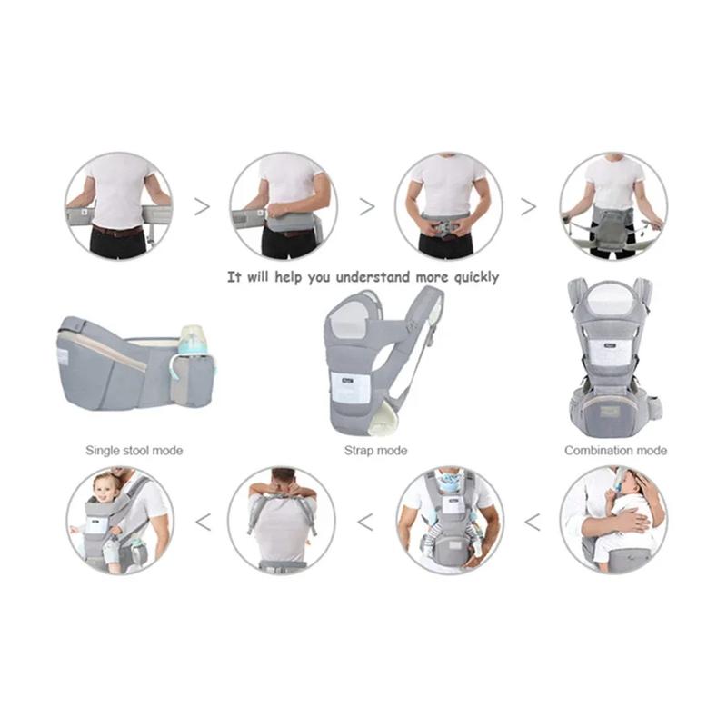Product Introduction of New Adjustable Ergonomic Baby Carrier Four Seasons Universal Baby Carrying Bag Waist Stool Strap Portable & Multifunctional 17